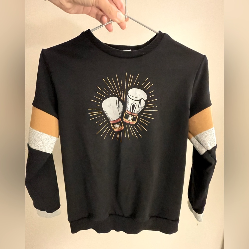 🎁🆓 Miles the Label Black Sweatshirt with Boxing Gloves Design